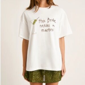 Bride Needs a Martini Beaded Tee - White